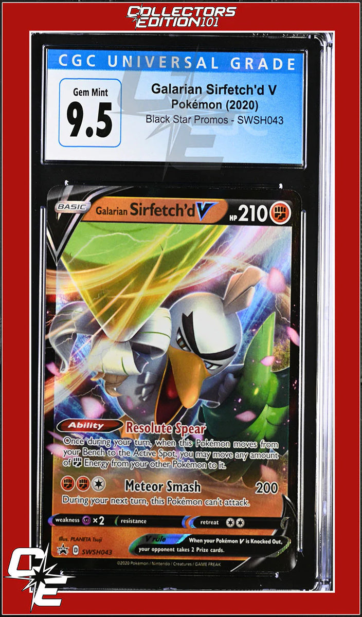 SWSH Black Star Promo Galarian Sirfetch'd V SWSH043 CGC GEM MINT 10 | Collectors Edition 101 SWSH Black Star Promo Galarian Sirfetch'd V SWSH043 CGC GEM MINT 10 | Collectors Edition 101