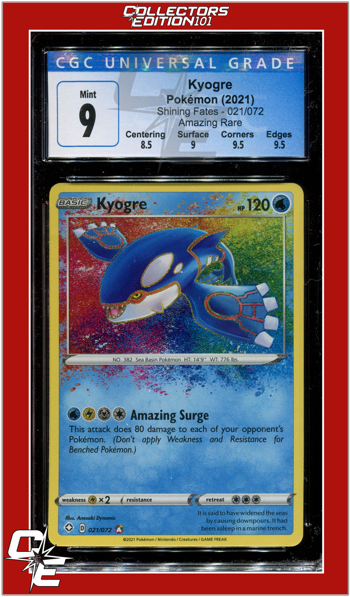 Shining Fates Kyogre Amazing Rare 021/072 CGC 9 - Subgrades