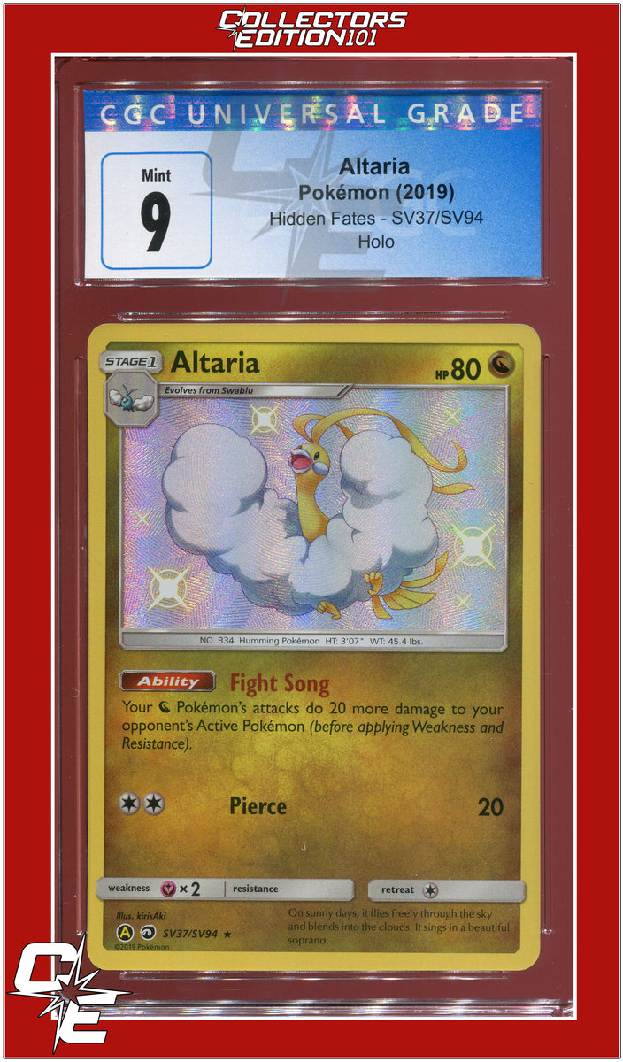 shiny altaria pokemon card Hidden Fates SV37 Altaria Holo CGC 9