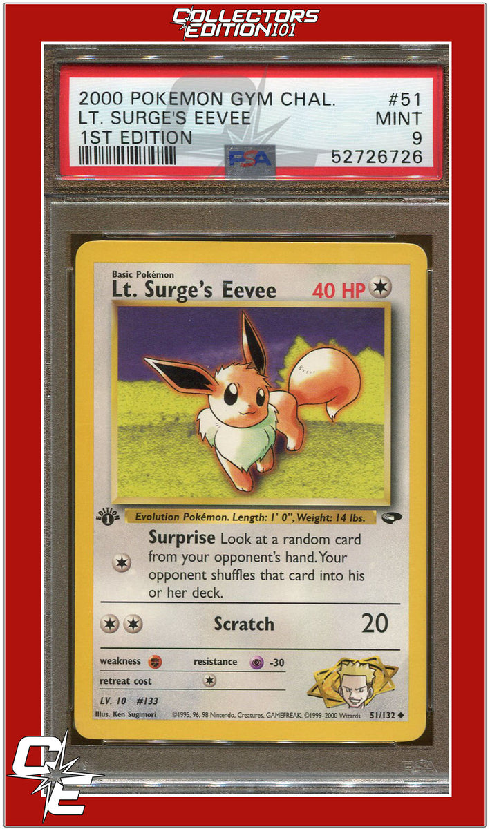 Gym Challenge 51 LT. Surge's Eevee 1st Edition PSA 9