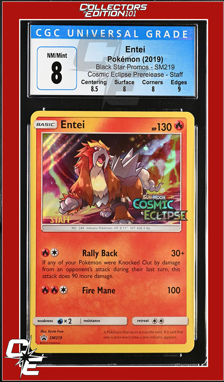 Promo Entei SM Black Star Promo Entei SM219 Cosmic Eclipse Prerelease STAFF CGC 8 ...