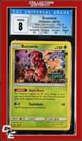 SM Black Star Promo Buzzwole SM218 Cosmic Eclipse Prerelease STAFF CGC 8
