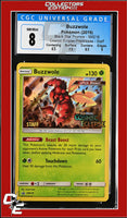 SM Black Star Promo Buzzwole SM218 Cosmic Eclipse Prerelease STAFF CGC 8
