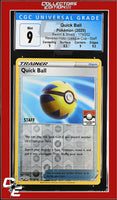 Sword & Shield Quick Ball 179/202 Reverse Holo League Cup - STAFF CGC 9
