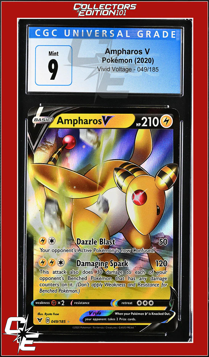 ampharos v pokemon card Vivid Voltage 049/185 CGC 9 Throne of Eldraine - Lightning Thunderstrike Tail (140+) Color:Style 15 kitten