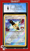 Lost Thunder Electropower 172a/214 Reverse - Alternate Art Pokemon League CGC 9
