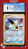 Lost Thunder Electropower 172a/214 Reverse - Alternate Art Pokemon League CGC 9
