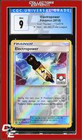 Lost Thunder Electropower 172a/214 Reverse - Alternate Art Pokemon League CGC 9
