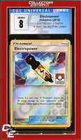 Lost Thunder Electropower 172a/214 Reverse - Alternate Art Pokemon League CGC 8
