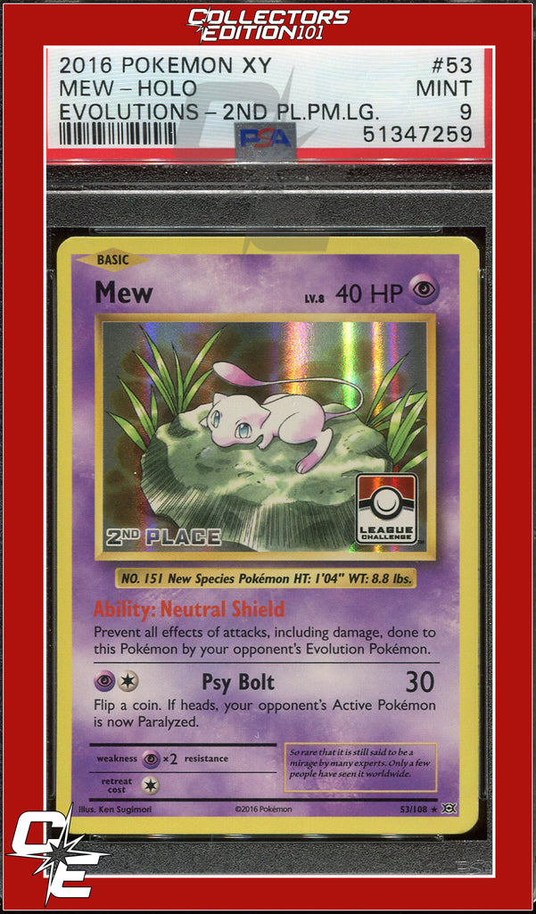 pokemon mew promo card holographic value XY Evolutions 53 Holo 2nd Place League PSA 9 Color:Aglaea This power turns off card binder storage solution Chocobo Knights | FINAL