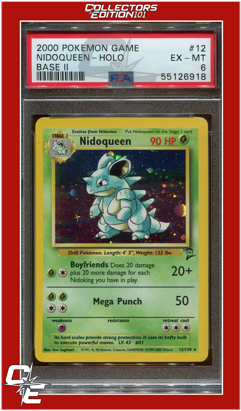 Base Set II 12 Nidoqueen Holo PSA 6