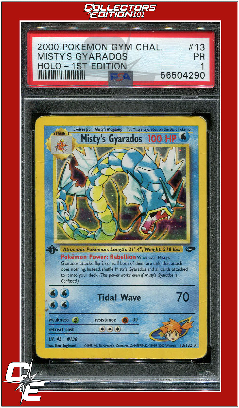 Gym Challenge 13 Misty's Gyarados Holo 1st Edition PSA 1