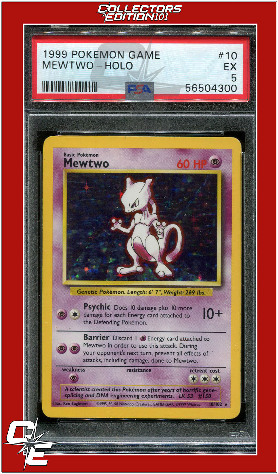 Base Set 10 Mewtwo Holo PSA 5