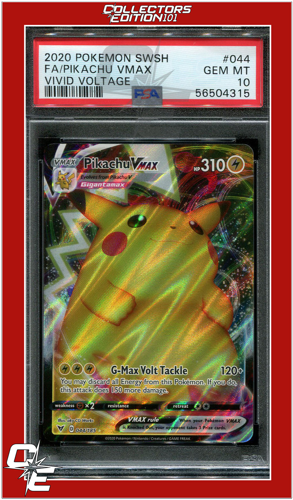 Vivid Voltage 044 Full Art Pikachu Vmax PSA 10