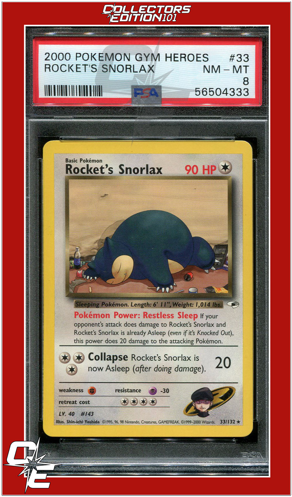 Gym Heroes 33 Rocket's Snorlax PSA 8