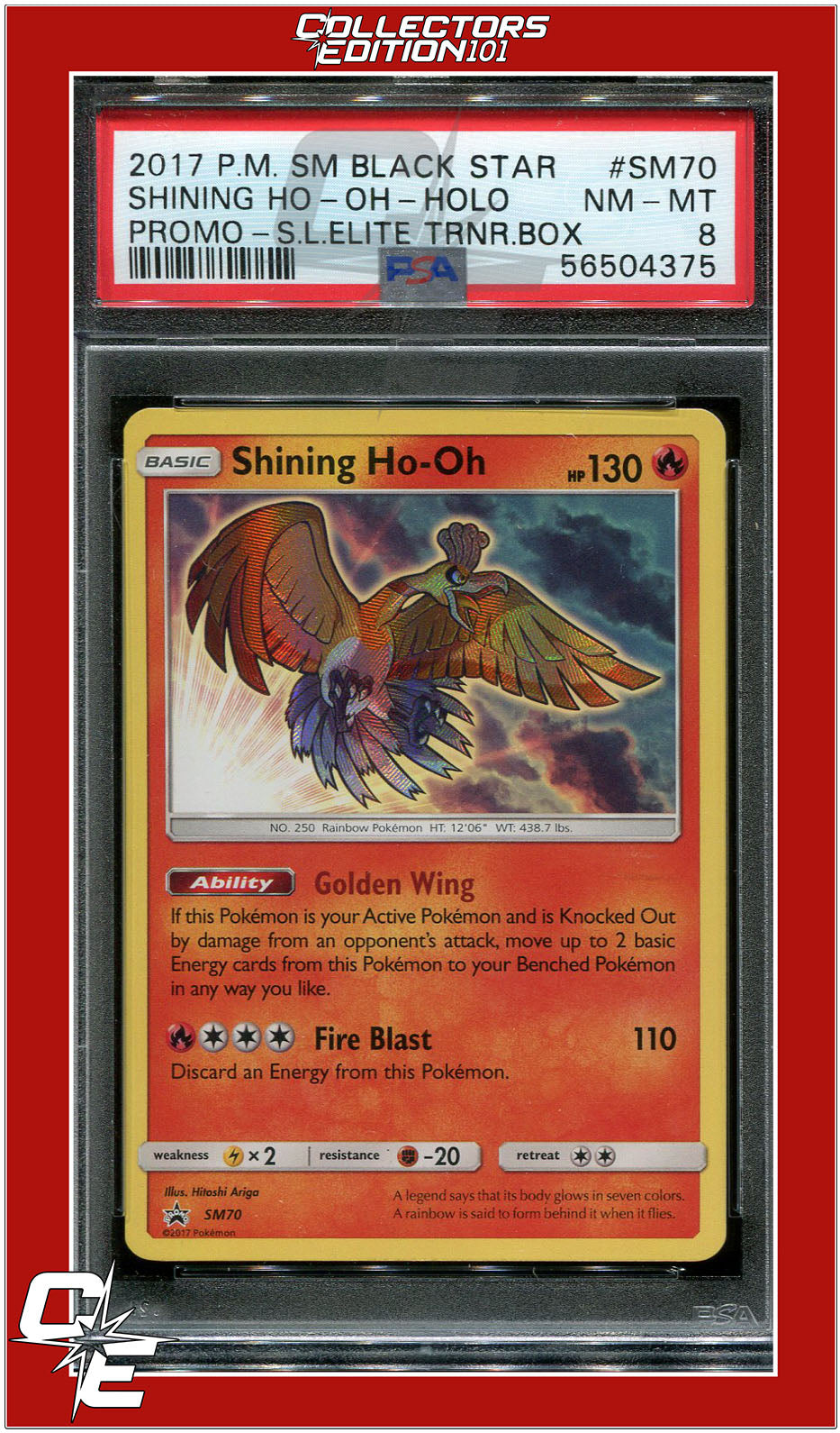 SM Black Star Promo SM70 Shining HO-Oh Holo PSA 8