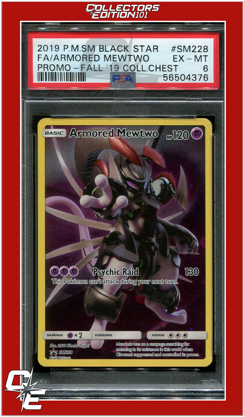 SM Black Star Promo SM228 Full Art Armored Mewtwo PSA 6