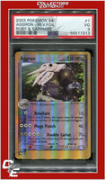 EX Ruby & Sapphire 1 Aggron Reverse Foil PSA 3
