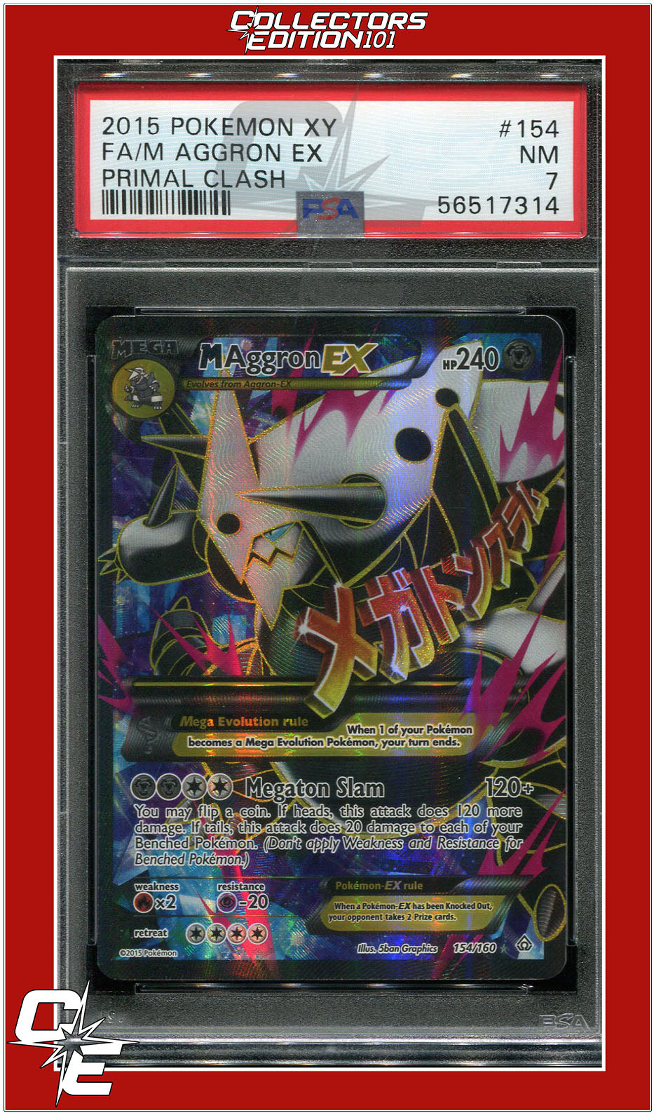 Primal Clash 154 Full Art M Aggron EX PSA 7