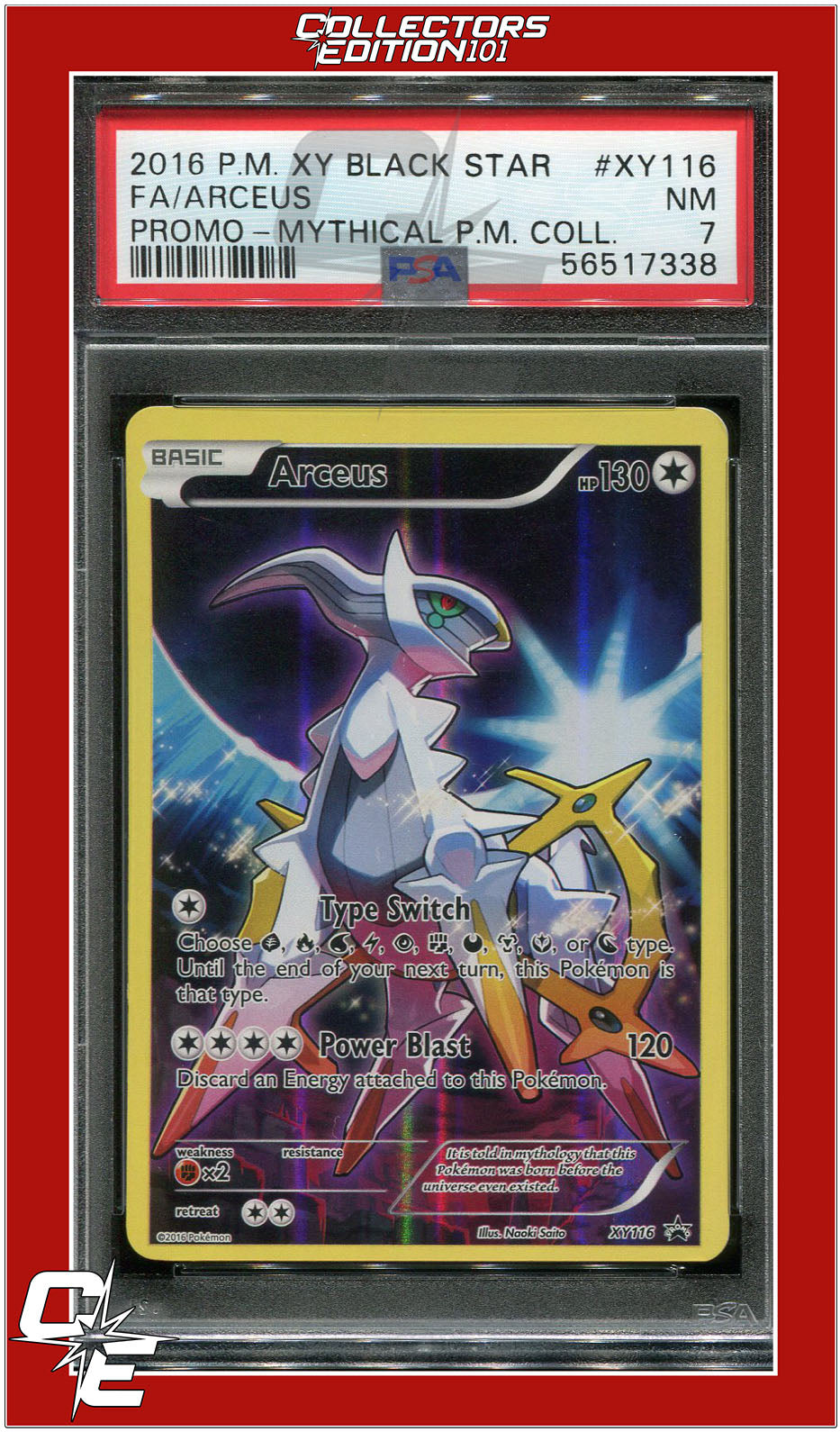 XY Black Star Promo XY116 Full Art Arceus PSA 7