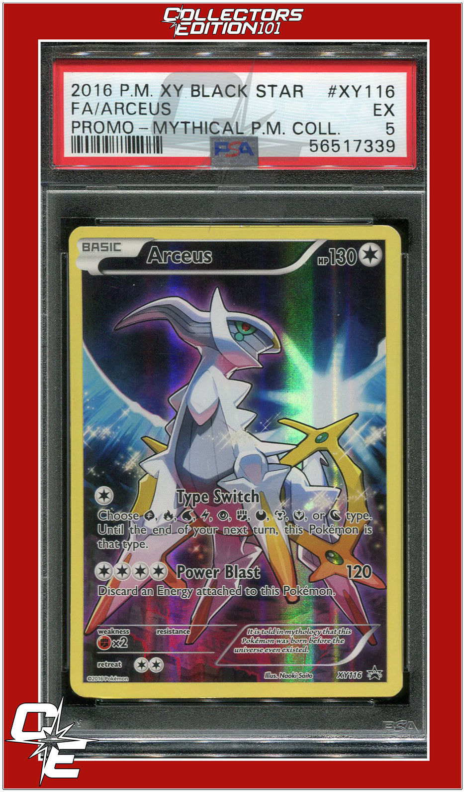 XY Black Star Promo XY116 Full Art Arceus PSA 5