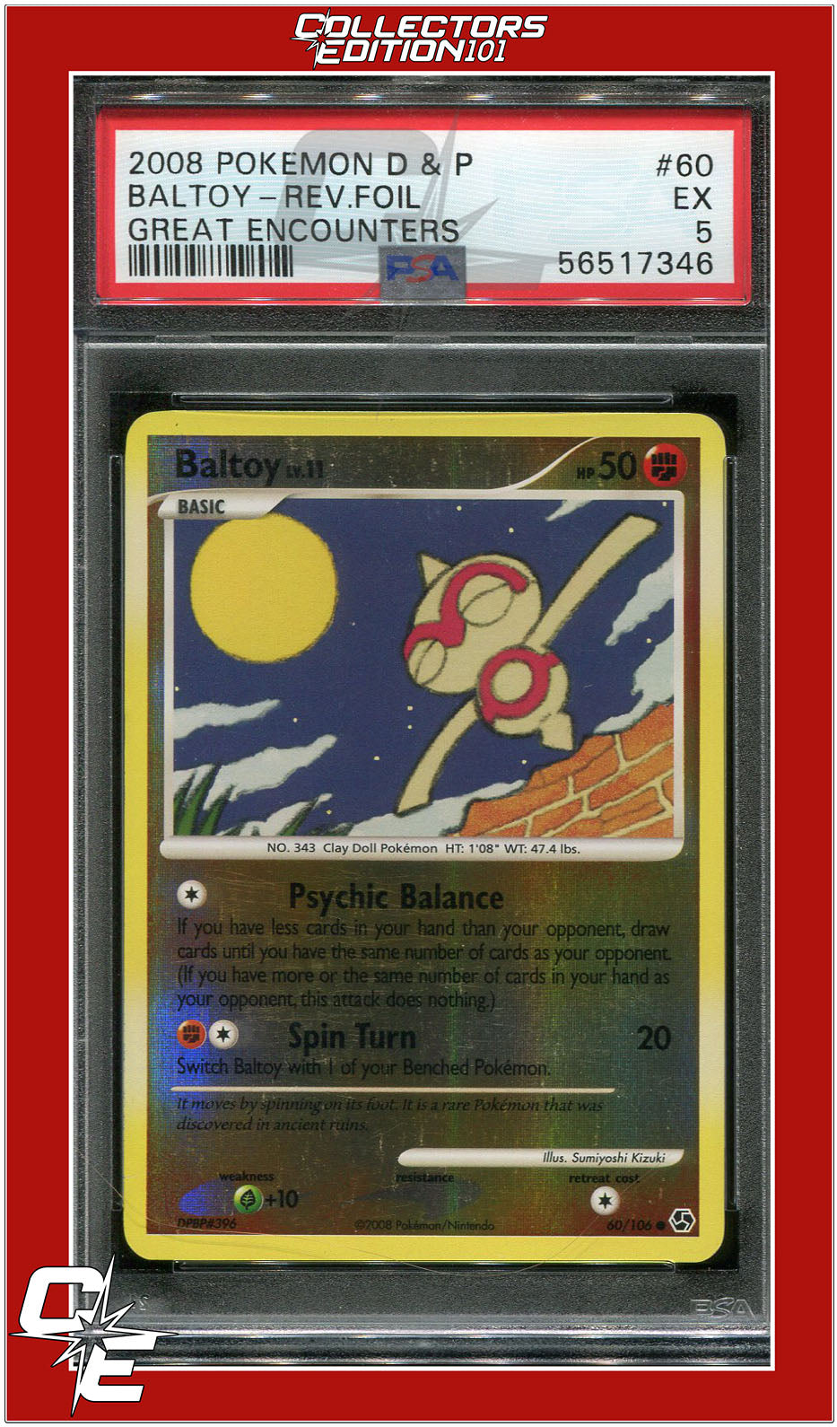 Great Encounters 60 Baltoy Reverse Foil PSA 5