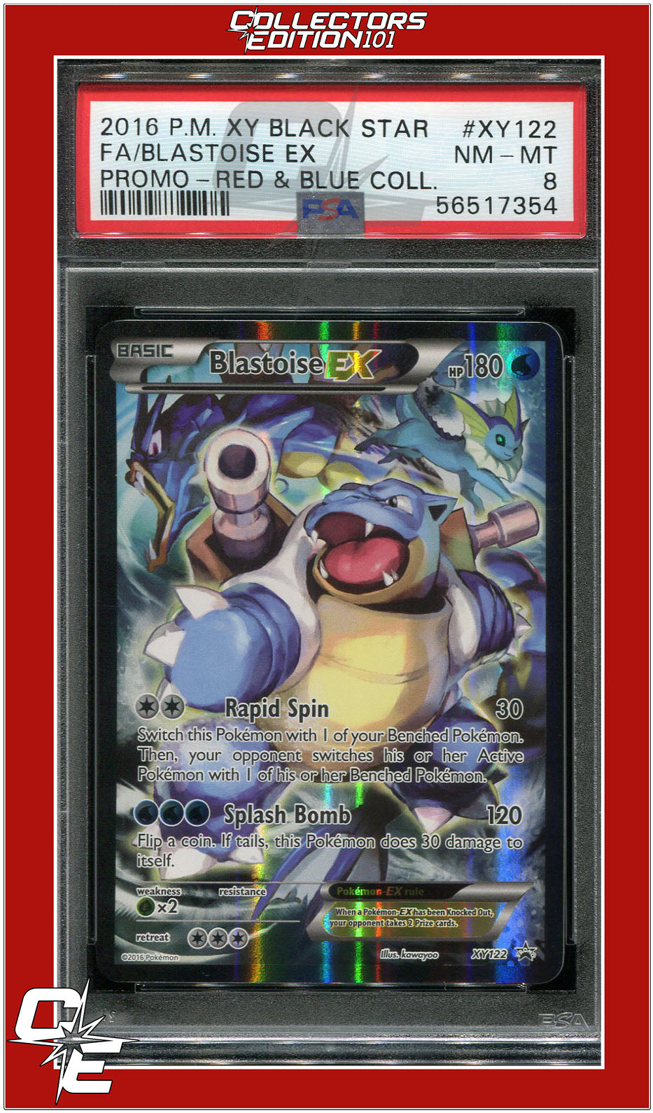 XY Black Star Promo XY122 Full Art Blastoise EX PSA 8