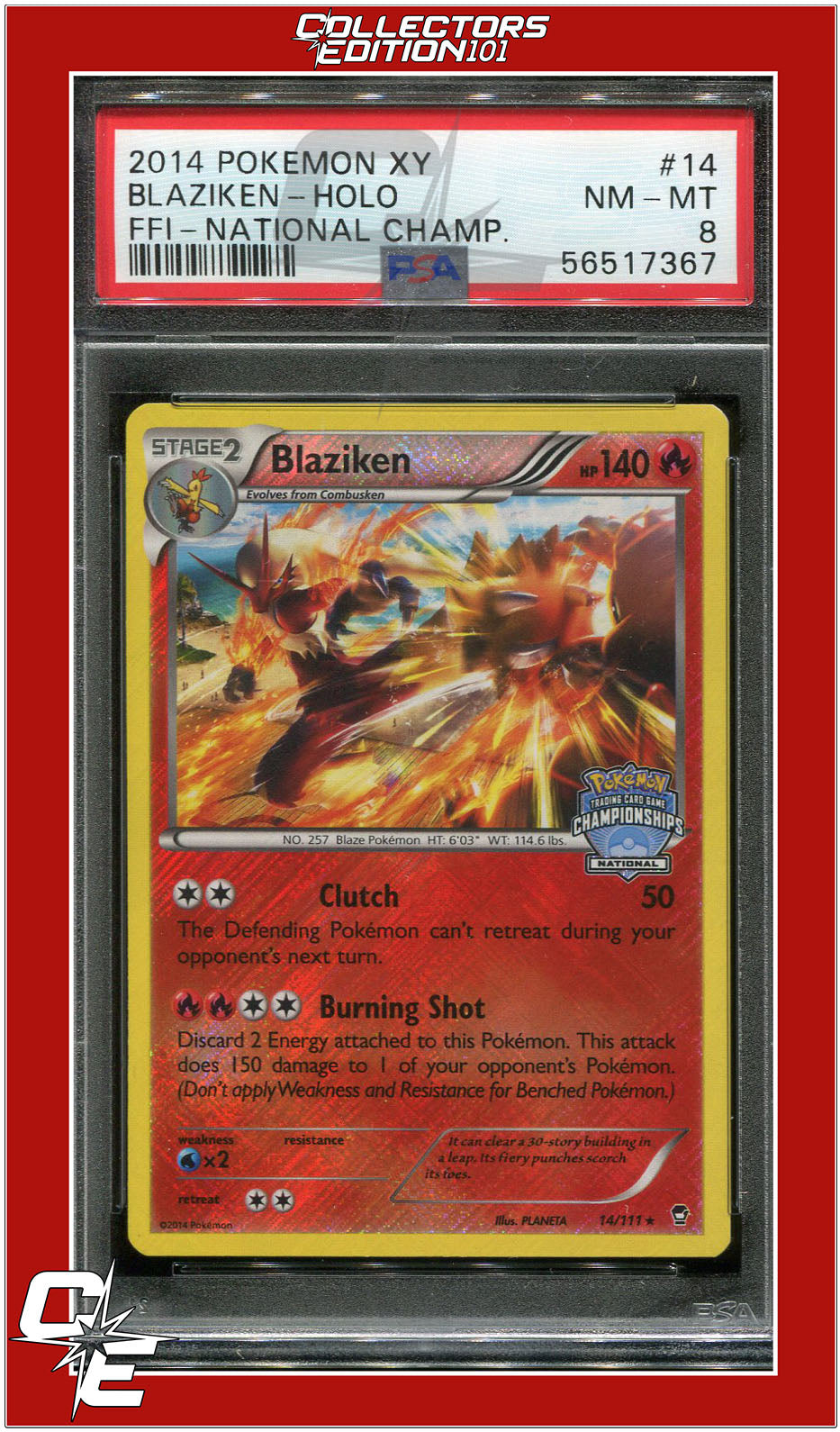 Furious Fists 14 Blaziken Holo National Championships PSA 8