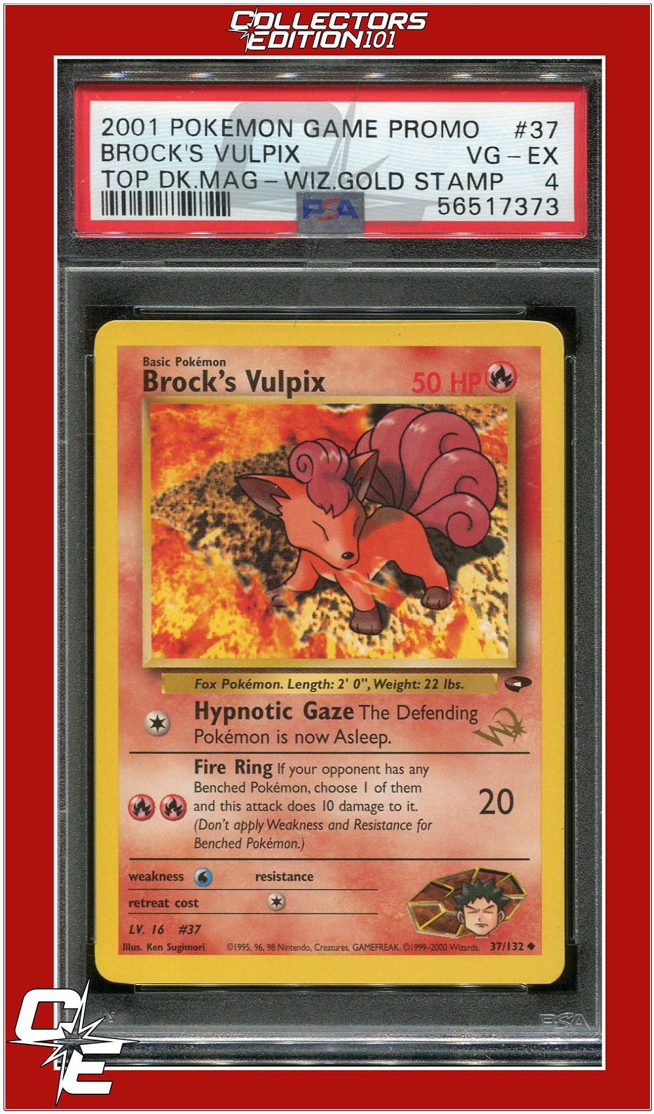 Gym Challenge 37 Brock's Vulpix W Stamped PSA 4