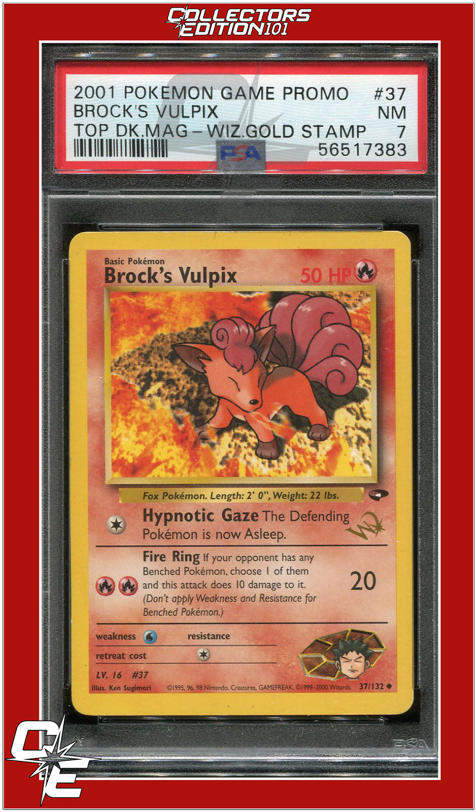 Gym Challenge 37 Brock's Vulpix W Stamped PSA 7