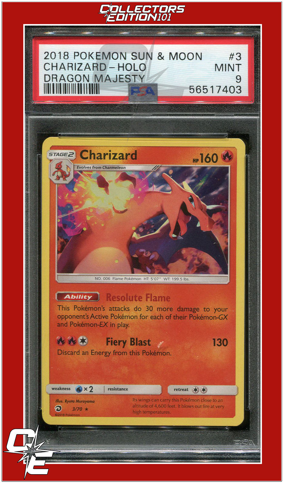 Pokemon offers Charizard Dragon Majesty 3/70 Holo PSA 9 & Stamped PSA 10