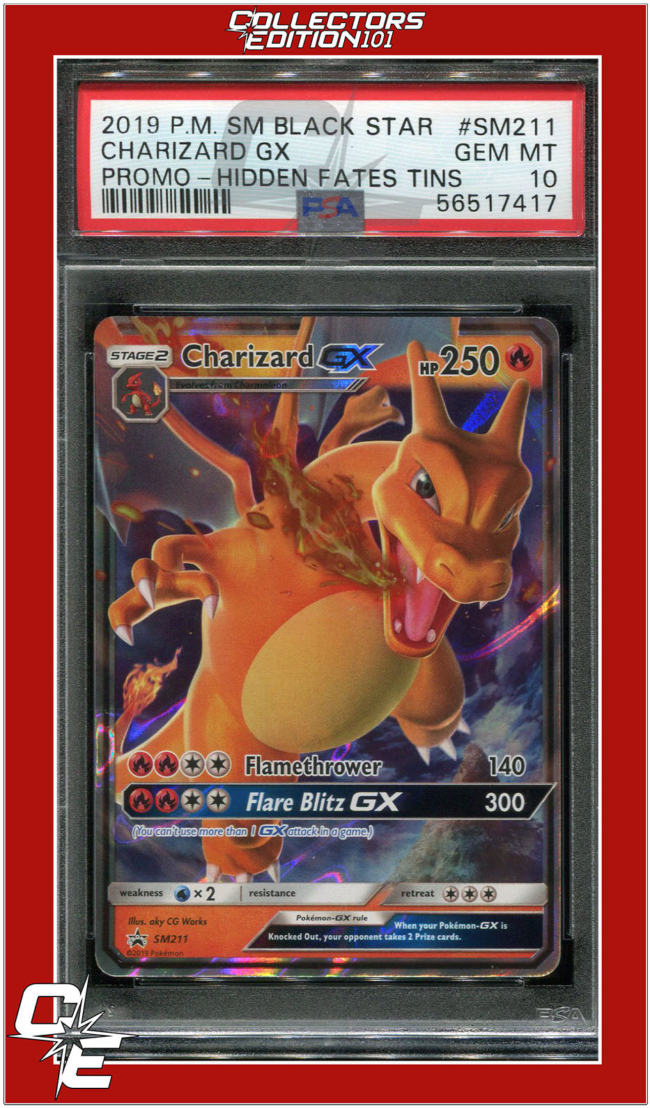 SM Black Star Promo SM211 Charizard GX PSA 10