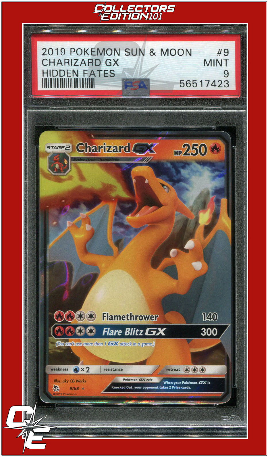 Hidden Fates 9 Charizard GX PSA 9