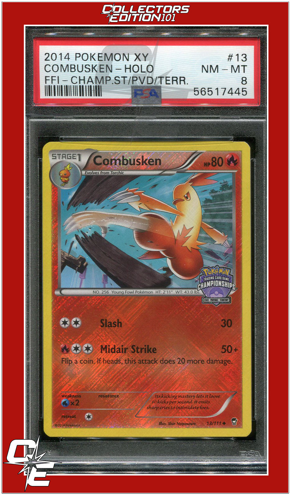 Furious Fists 13 Combusken Holo S/P/T Championships PSA 8