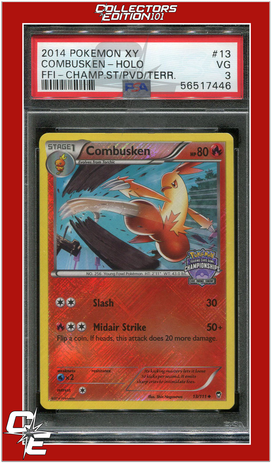 Furious Fists 13 Combusken Holo S/P/T Championships PSA 3