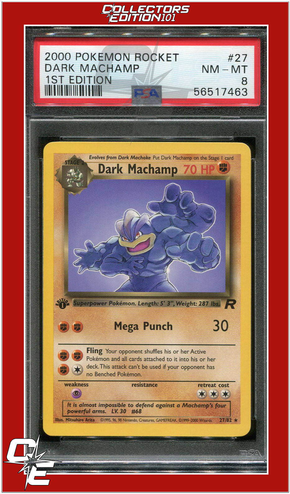 Team Rocket 27 Dark Machamp 1st Edition PSA 8