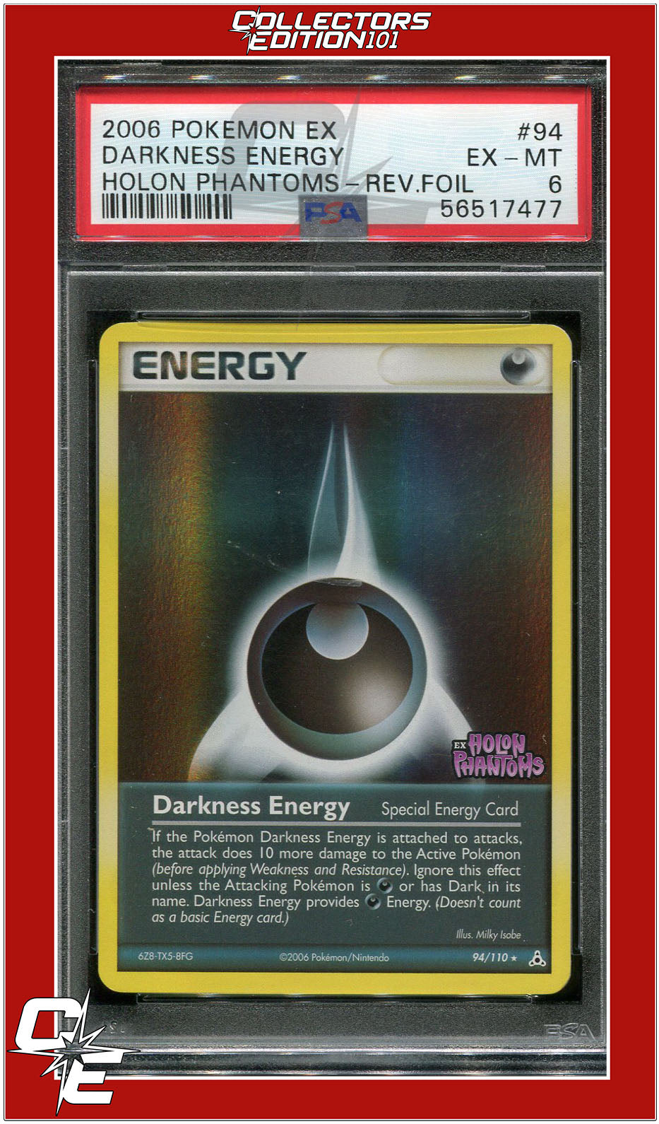 EX Holon Phantoms 94 Darkness Energy Reverse Foil PSA 6