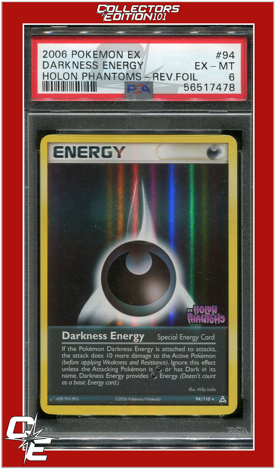 EX Holon Phantoms 94 Darkness Energy Reverse Foil PSA 6