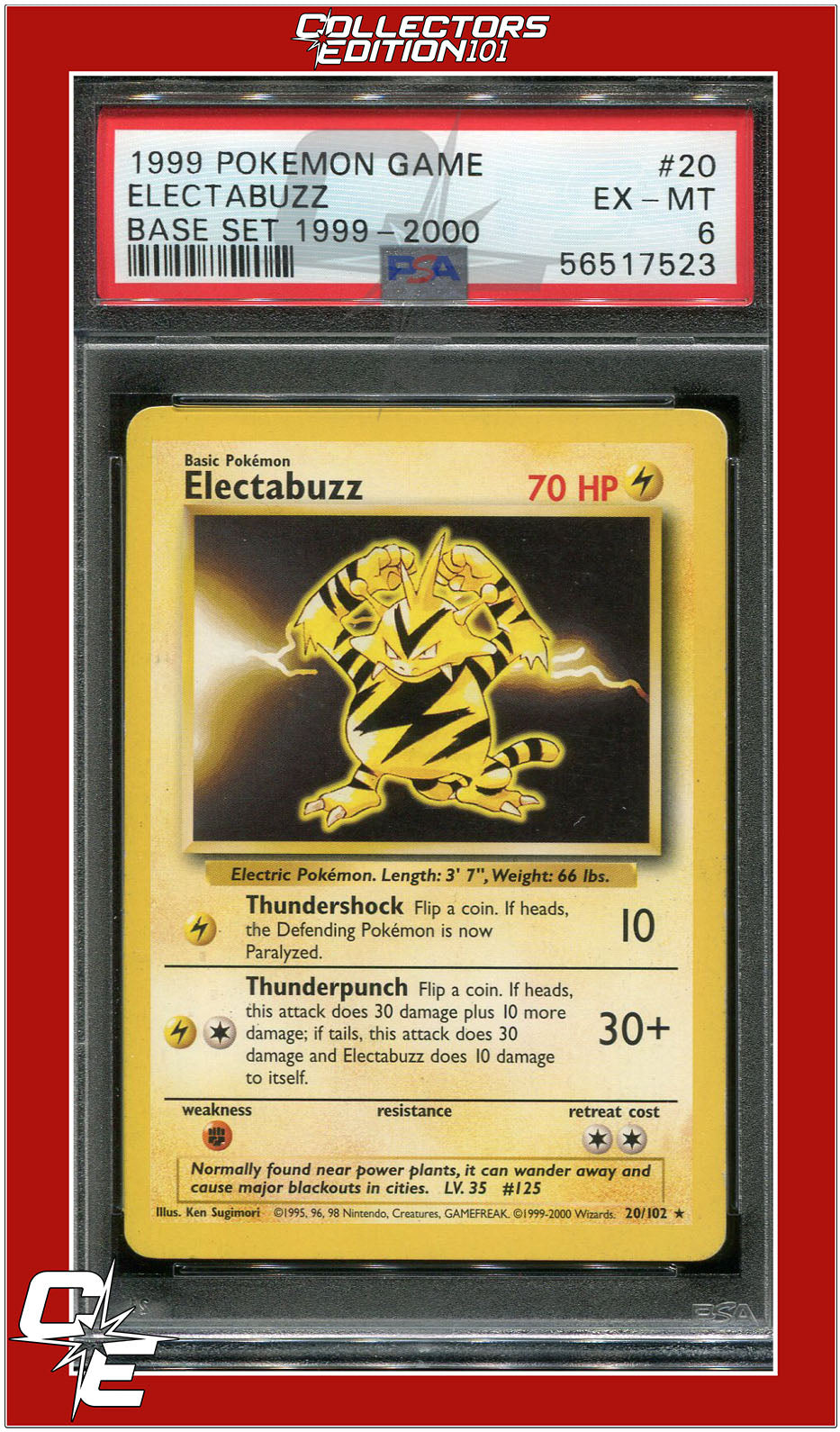 Base Set 20 Electabuzz Base Set 1999-2000 PSA 6