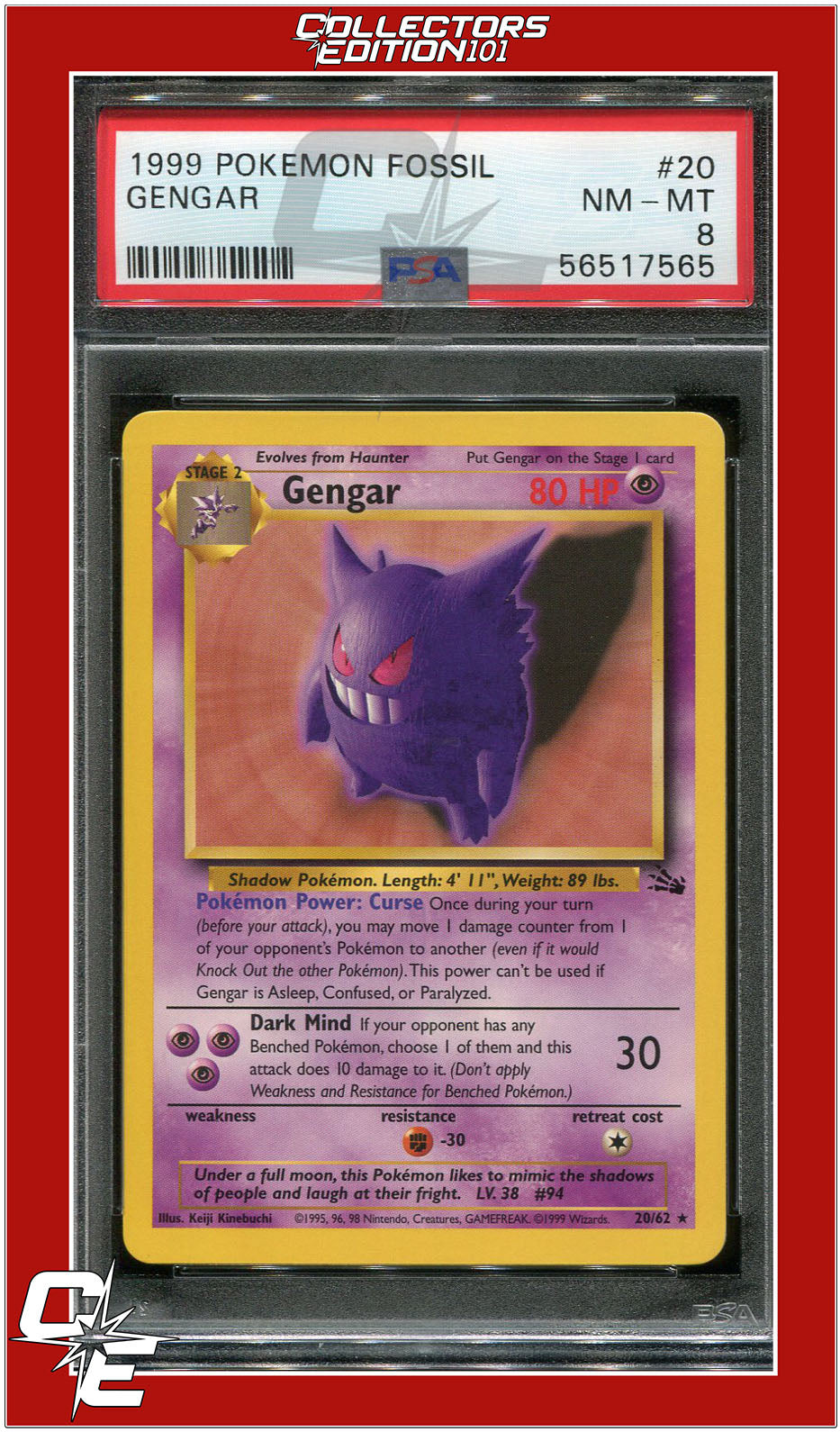 Fossil 20 Gengar PSA 8