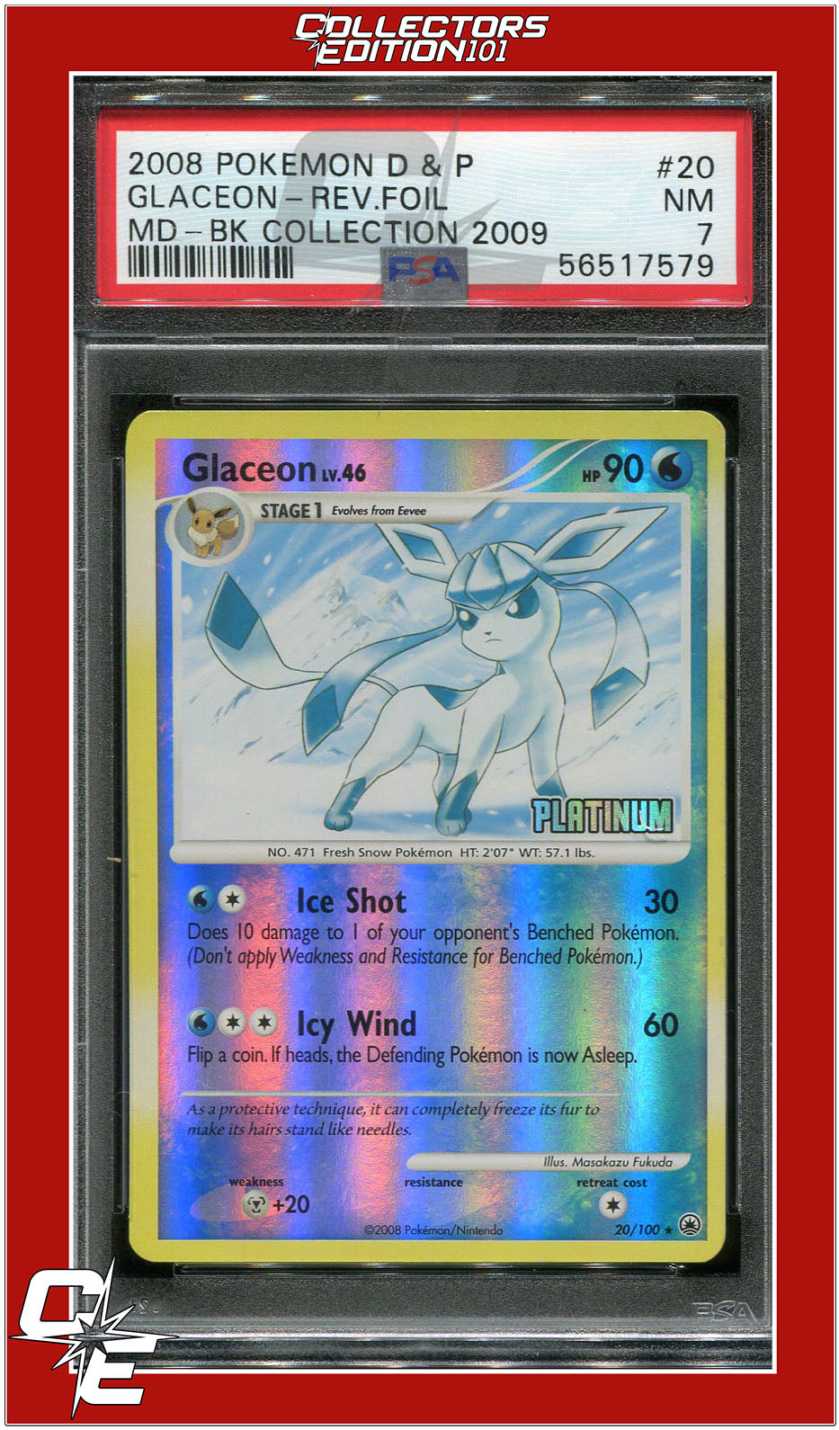 Majestic Dawn 20 Glaceon Reverse Foil Burger King 2009 PSA 7