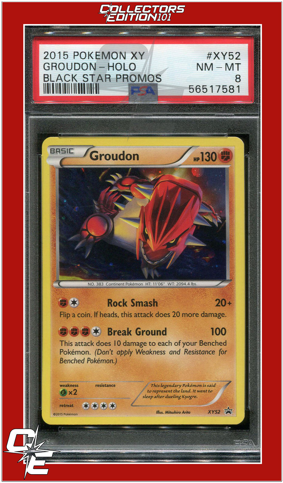 XY Black Star Promo XY52 Groudon Holo PSA 8