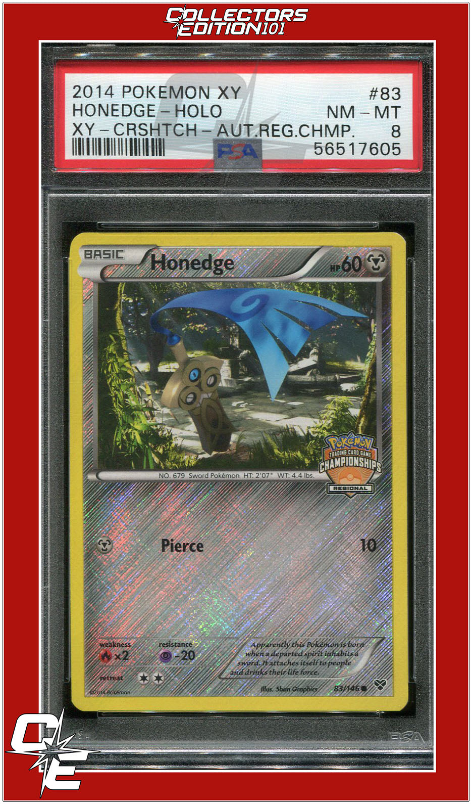 XY 83 Honedge Holo Crosshatch 2014 Autumn Regional Championships PSA 8