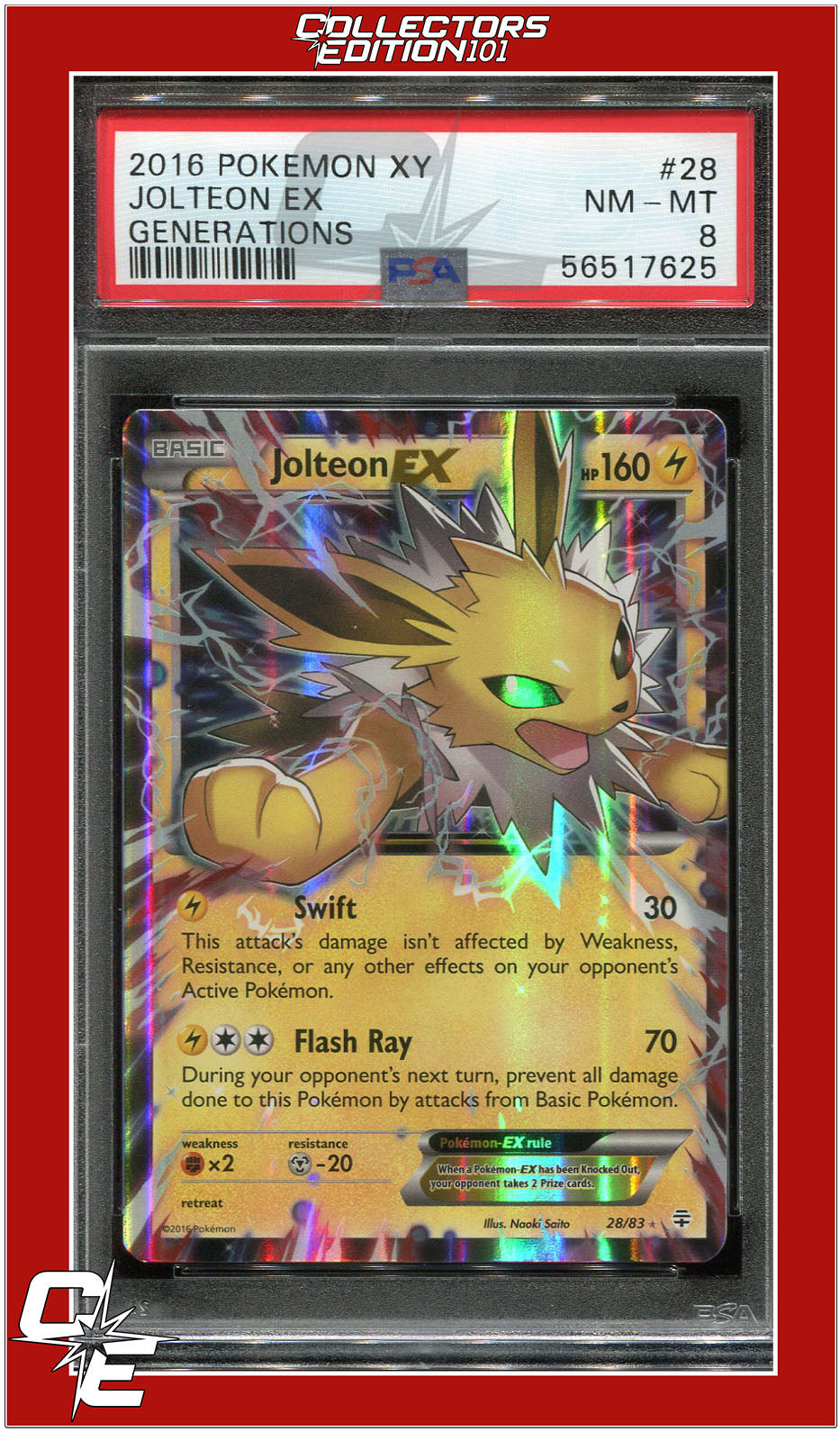 Generations 28 Jolteon EX PSA 8