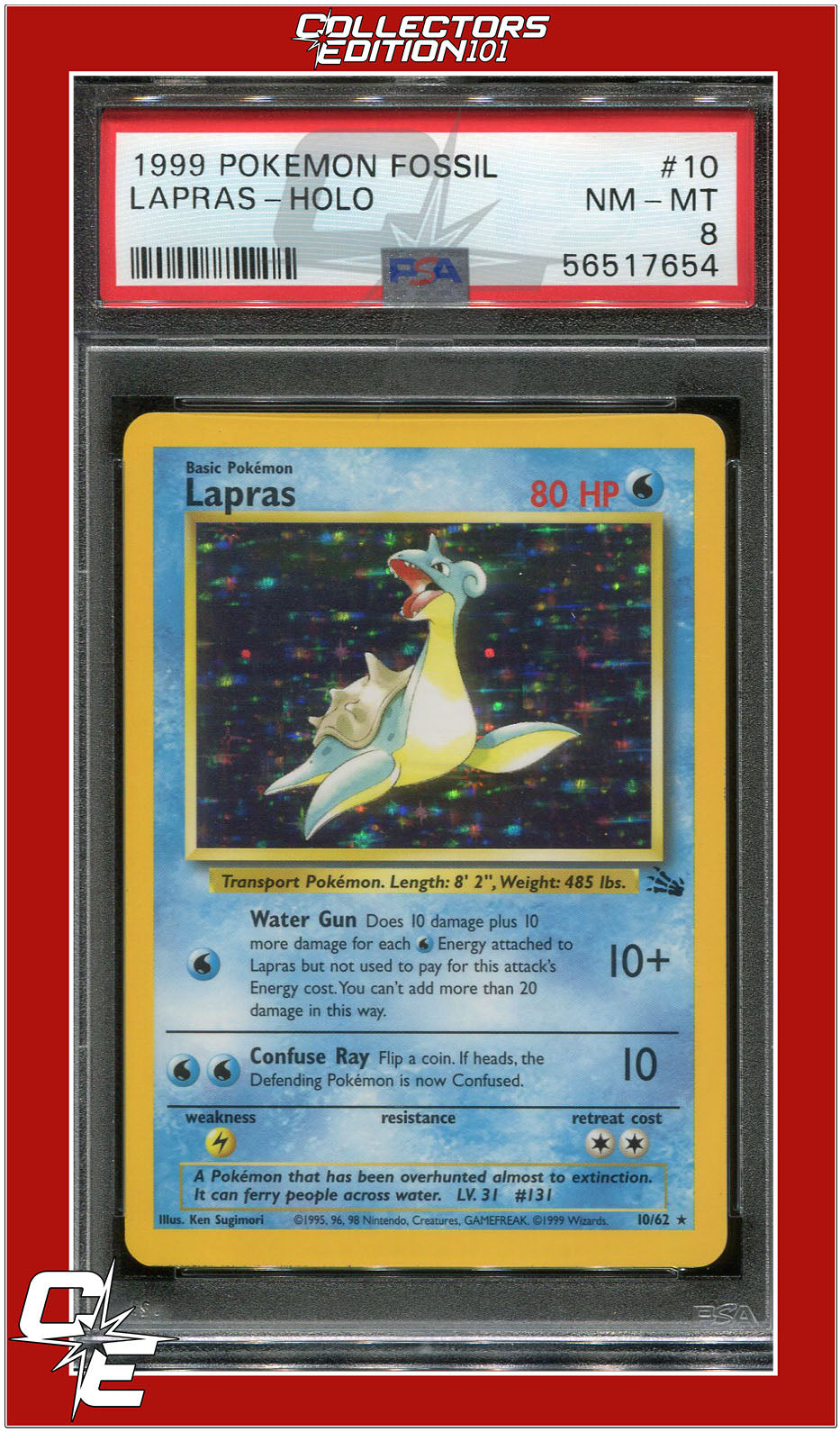 Fossil 10 Lapras Holo PSA 8