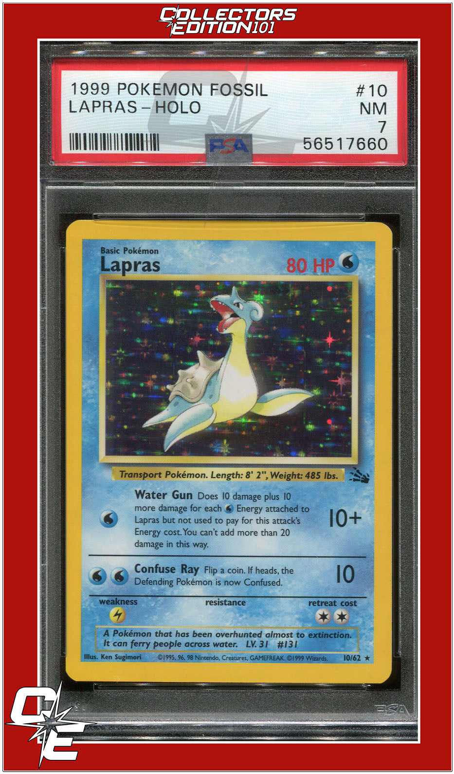 Fossil 10 Lapras Holo PSA 7