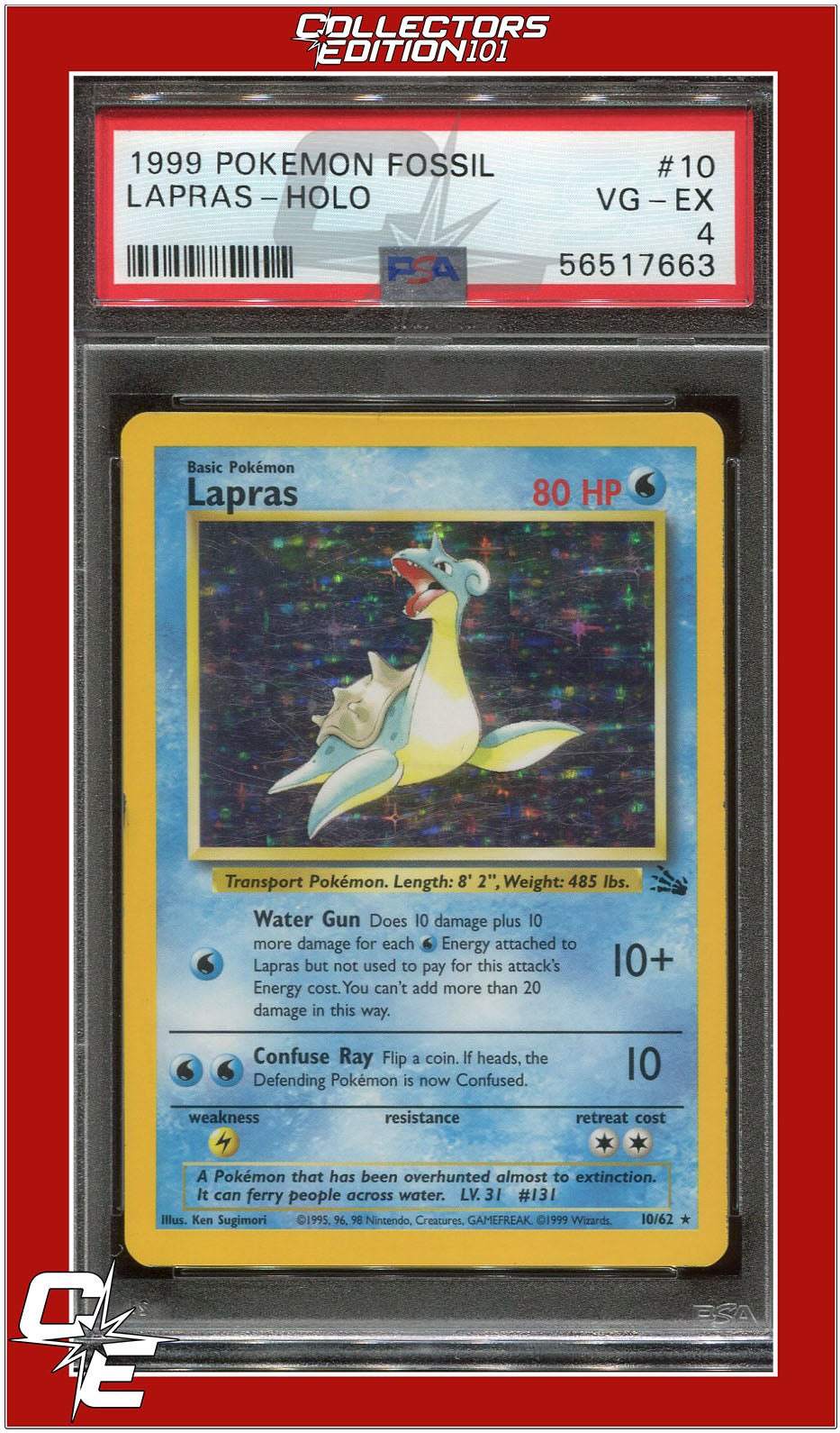 Fossil 10 Lapras Holo PSA 4