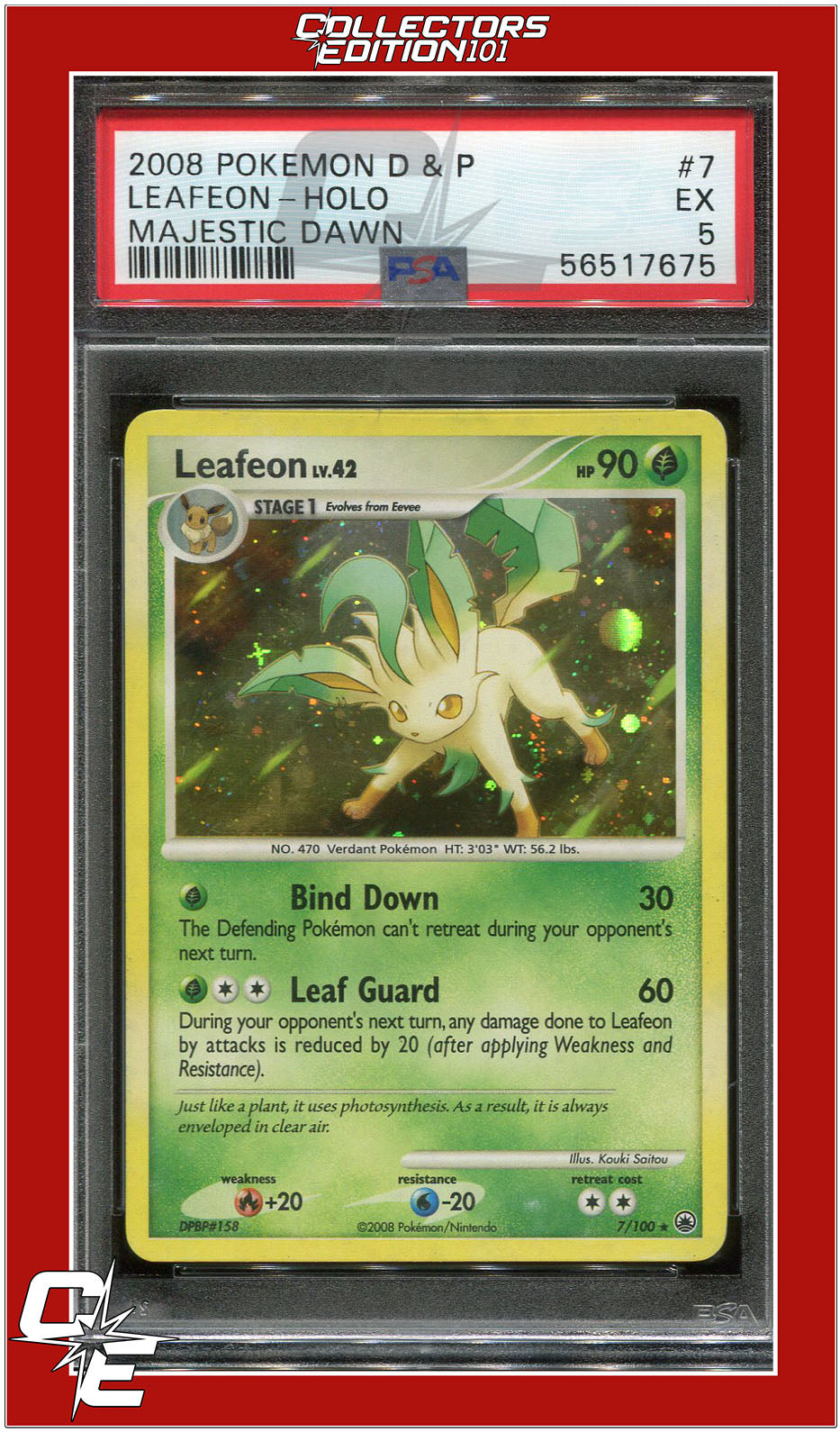 Majestic Dawn 7 Leafeon Holo PSA 5