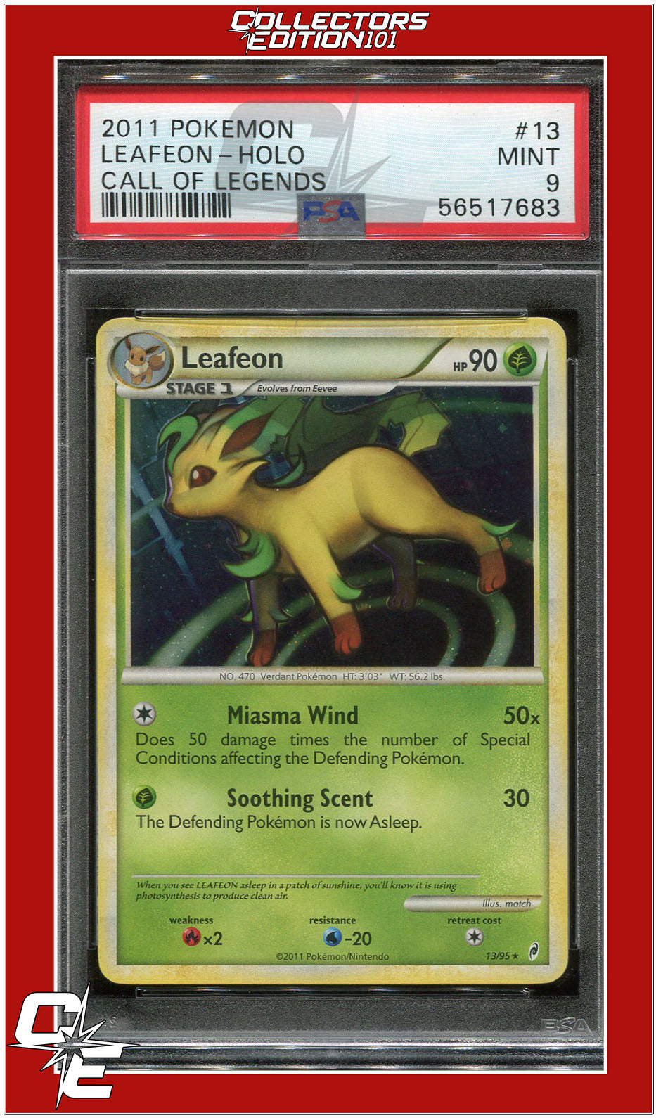 Call of Legends 13 Leafeon Holo PSA 9