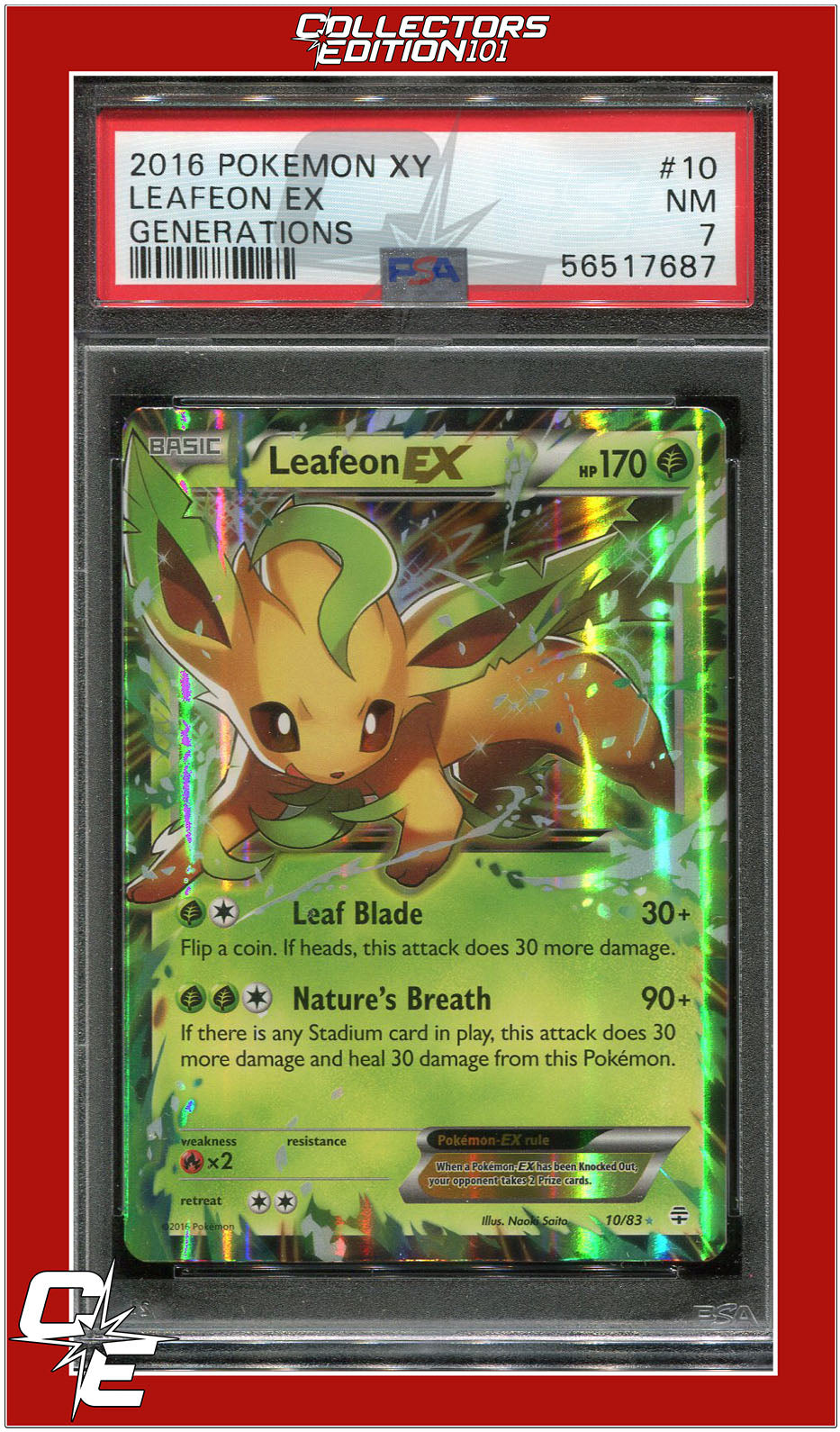 Generations 10 Leafeon EX PSA 7